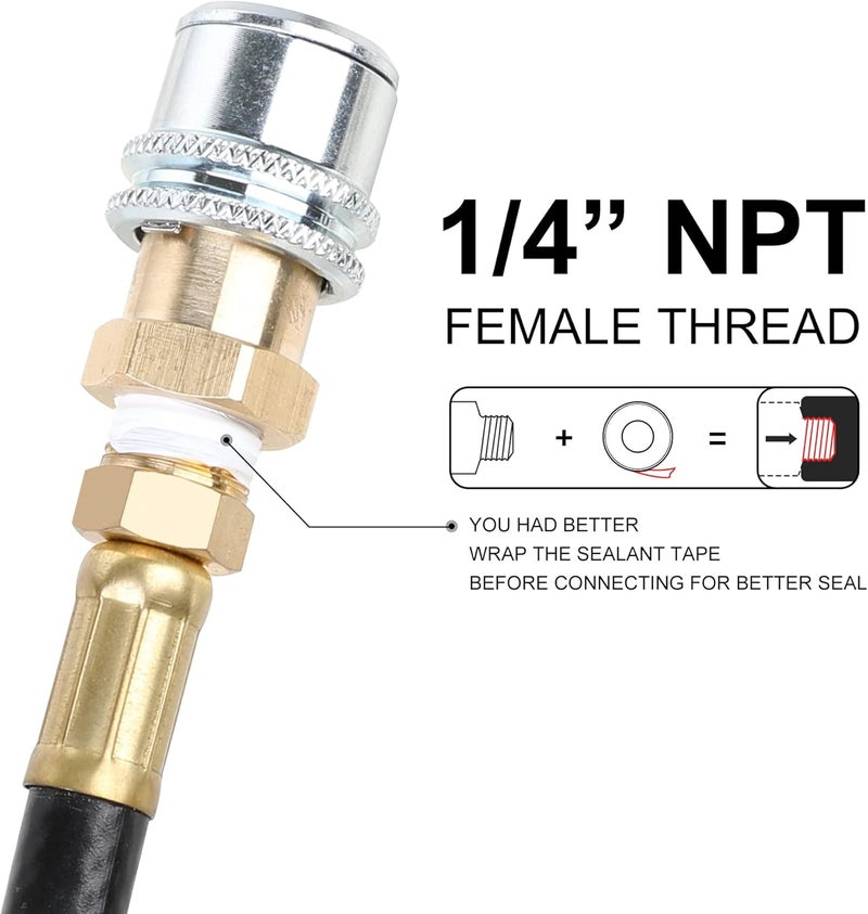Hromee Lock On Air Chuck, Heavy Duty Closed Flow Tire Chuck, 1/4" FNPT for Tire Inflator and Standard Bore Valve Stem Quick Connector - Image 5